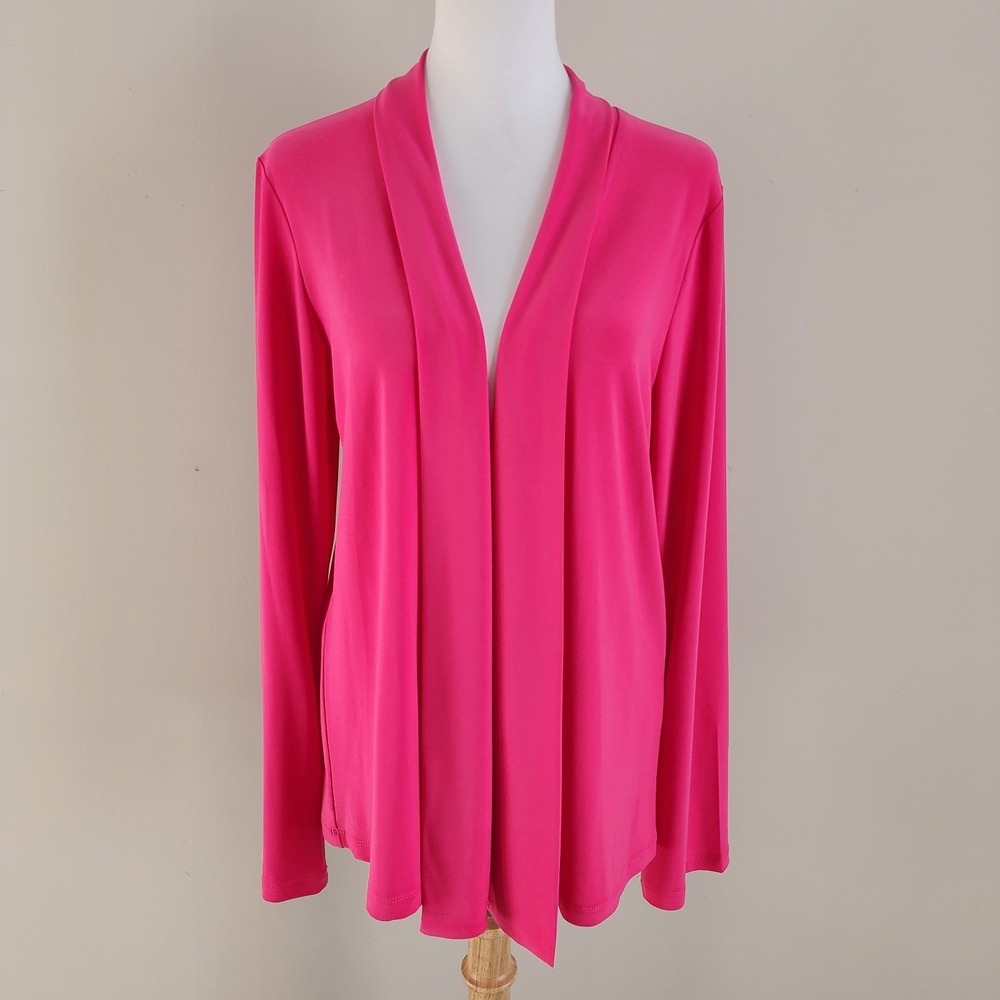 NEW! Fuchsia Wrap Cardigan Womens XL Long Open Front Bright Happy Made In Canada
